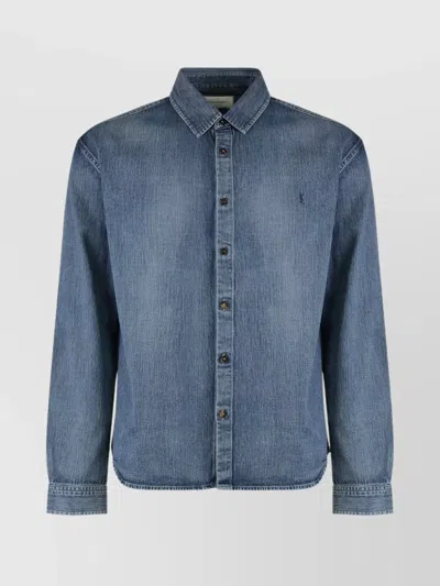 Saint Laurent Casual Denim Long Sleeve Shirt In Multi