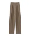 Saint Laurent Wide-leg Tailored Pants In Caviar Wool In Multi