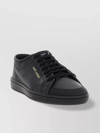 Saint Laurent Casual Round Toe Rubber Sole Sneakers In Black