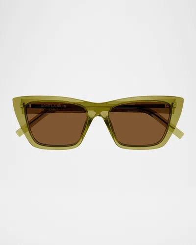 Saint Laurent Cat-eye Acetate Sunglasses In Green