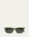 Saint Laurent Cat-eye Acetate Sunglasses In Shiny Solid Light Green