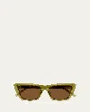 Saint Laurent Sl 276 Mica Linea Sl Logo 059 Green Brown Sunglasses In Shiny Transparent Acid Green