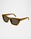 Saint Laurent Cat-eye Acetate Sunglasses In Shiny Transparent Cognac Brown