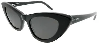 Pre-owned Saint Laurent Cat-eye Acetate Sunglasses With Grey Lens For Women - Size 52 Mm In Black
