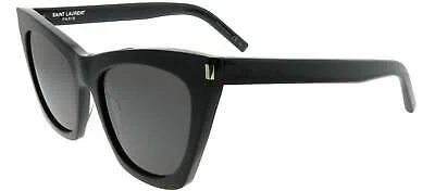 Pre-owned Saint Laurent Cat-eye Acetate Sunglasses With Grey Lens For Women - Size 55 Mm In Black