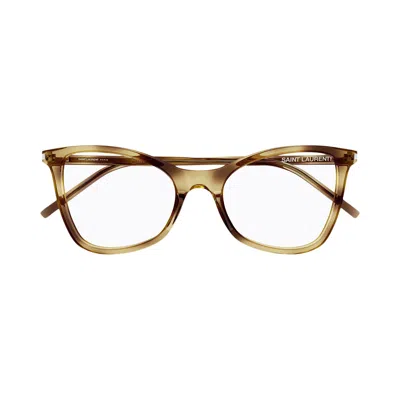 Pre-owned Saint Laurent Cat Eye Frame Eyeglasses 'havana' In Brown