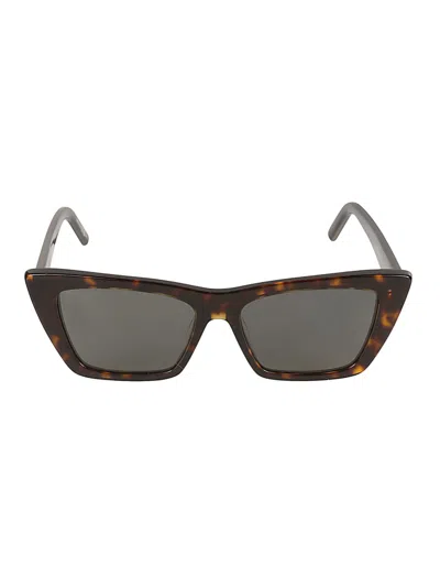 Saint Laurent Brown Sl 276 Mica Sunglasses In Havana/grey