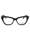 Saint Laurent Cat-eye Frame Glasses In 001 Black Black Transpare