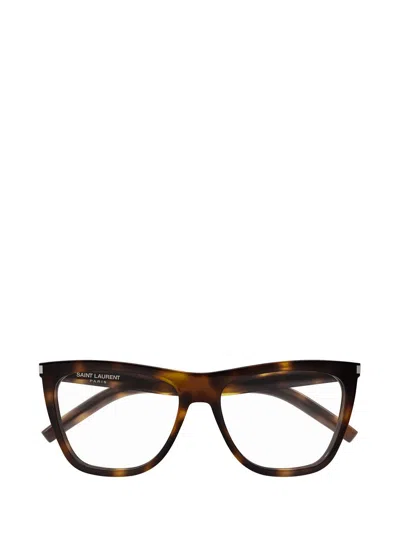 Saint Laurent Brille Mit Cat-eye-gestell In 002 Havana Havana Transpa
