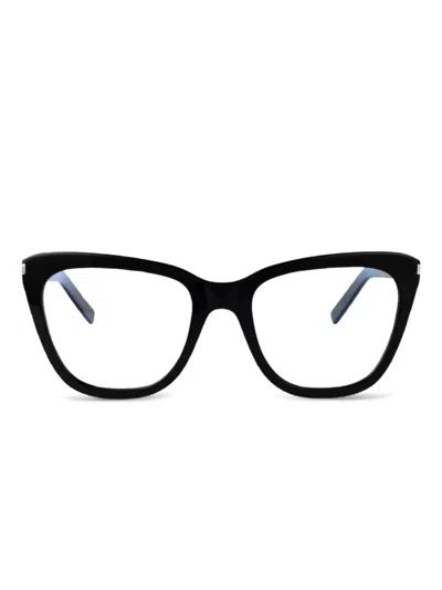 Saint Laurent Sl 548 Slim Opt Glasses In 001 Black Black Transparent