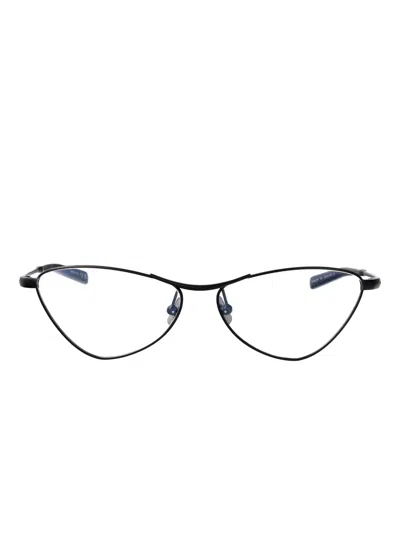 Saint Laurent Black-black-transparent Metal Glasses In Pattern
