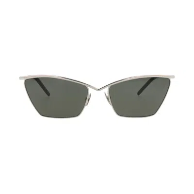 Pre-owned Saint Laurent Cat Eye-frame Metal Sunglasses 'silver Grey' | Women's Size Onesize