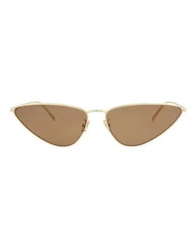 Saint Laurent Cat Eye-frame Metal Sunglasses Woman Sunglasses Gold Size 63 Metal In Neutral
