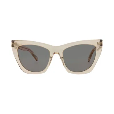 Pre-owned Saint Laurent Cat Eye Frame Recycled Acetate Sunglasses 'nude/copper' | Tan | Women's Size Onesize In Brown