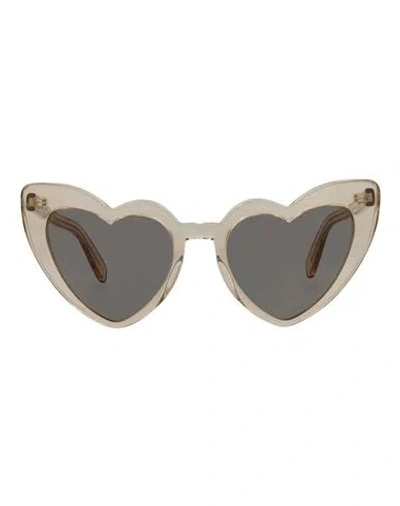 Saint Laurent Cat Eye-frame Recycled Acetate Sunglasses Woman Sunglasses Beige Size 54 Acetate In Neutral