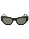Saint Laurent Cat-eye Frame Sunglasses In 001 Black Black Grey