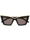 Saint Laurent Gold-tone Edge Cat Eye Sunglasses In Black