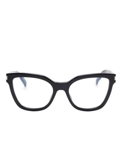 Saint Laurent Cat-eye Glasses In Black-crystal-transparent