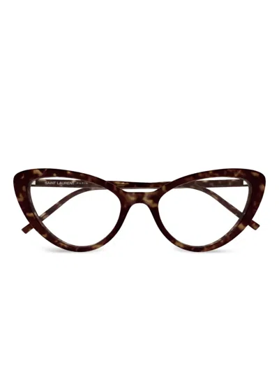 Saint Laurent Cat-eye Glasses In Brown