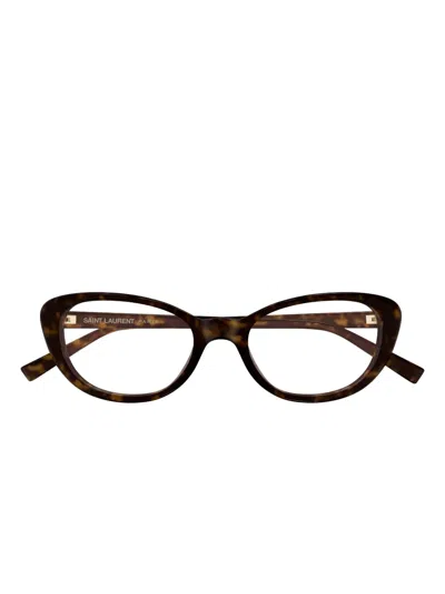 Saint Laurent Cat-eye Glasses In Brown