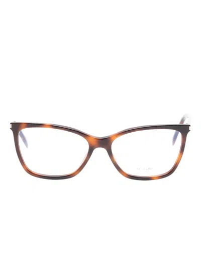 Saint Laurent Cat-eye Glasses In Brown
