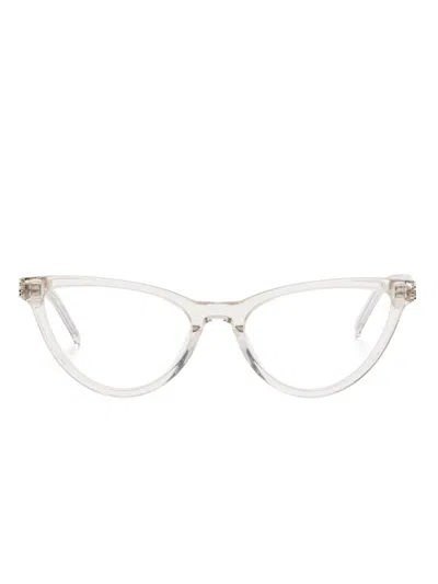 Saint Laurent Cat-eye Glasses In Beige-beige-transparent
