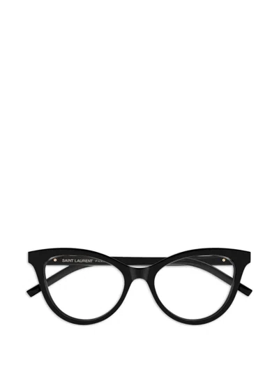 Saint Laurent Cat-eye Logo Glasses In Black