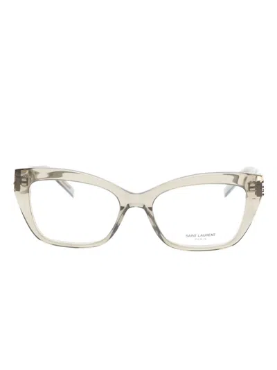 Saint Laurent Cat-eye Logo Glasses In Transparent