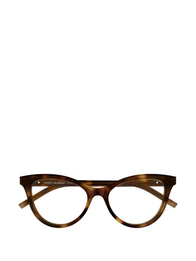 Saint Laurent Full-rimmed Plano Lenses In Brown