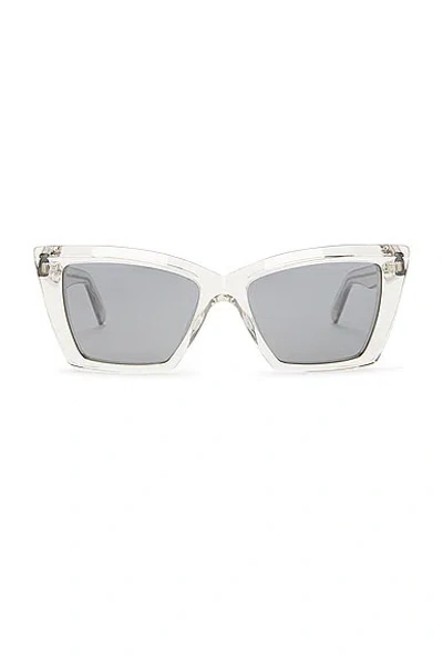 Saint Laurent Cat Eye Sunglasses In Beige & Silver