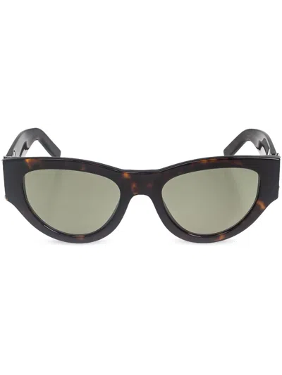 Saint Laurent Cat Eye Tortoiseshell Sunglasses With Tinted Lenses In Green