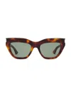 Saint Laurent Cat Eye Sunglasses In Havana & Green