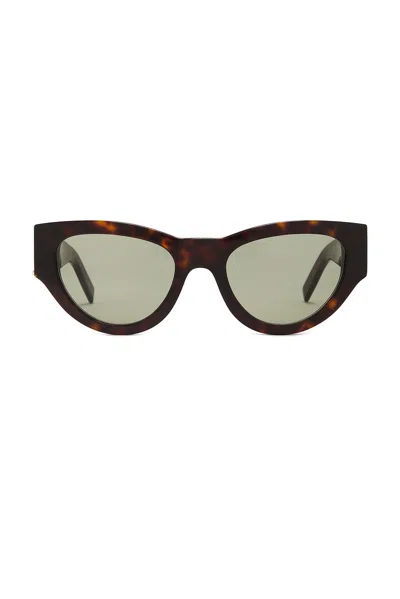 Saint Laurent Cat Eye Sunglasses In Havana & Green