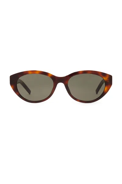 Saint Laurent Cat Eye Sunglasses In Havana & Grey