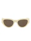 Saint Laurent Ivory-ivory-black Recycled Acetate Sunglasses In Neutral