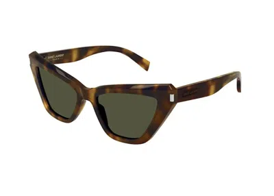 Pre-owned Saint Laurent Cat Eye Sunglasses54) In Havana/green (sl466/002