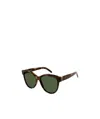 Saint Laurent Cat-eye Tortoiseshell Logo Sunglasses In Green