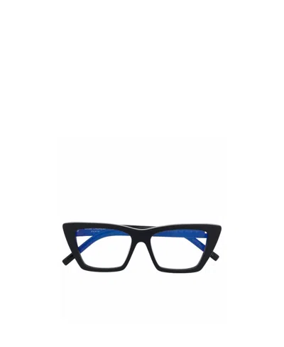 Saint Laurent Cat-eye Two-tone Glasses In Black
