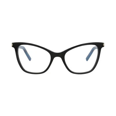 Pre-owned Saint Laurent Cat Eye-frame Acetate Optical Frames 'black/transparent' | Women's Size Onesize