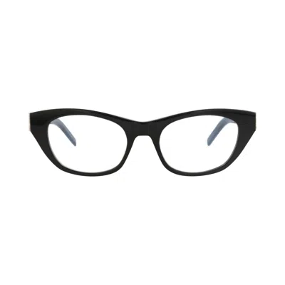 Pre-owned Saint Laurent Cat Eye-frame Acetate Optical Frames 'black/transparent' | Women's Size Onesize