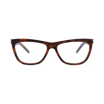 Pre-owned Saint Laurent Cat Eye-frame Acetate Optical Frames 'havana Havana Transparent' | Brown | Women's Siz