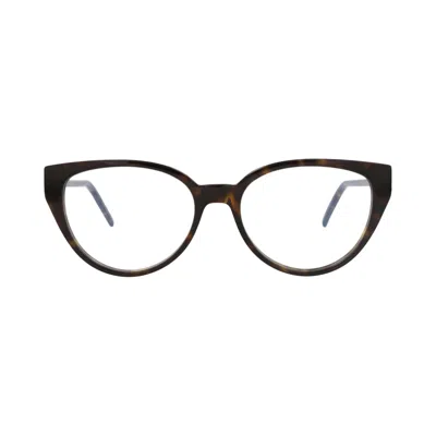 Pre-owned Saint Laurent Cat Eye-frame Acetate Optical Frames 'havana/gold/transparent' | Brown | Women's Size