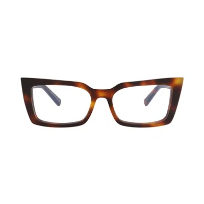 Pre-owned Saint Laurent Cat Eye-frame Acetate Optical Frames 'havana/transparent' | Brown | Women's Size Onesi