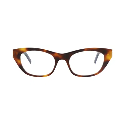 Pre-owned Saint Laurent Cat Eye-frame Acetate Optical Frames 'havana/transparent' | Brown | Women's Size Onesi