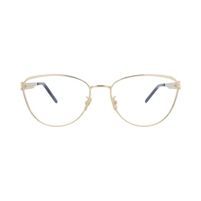 Pre-owned Saint Laurent Cat Eye-frame Metal Optical Frames 'gold/transparent' | Women's Size Onesize