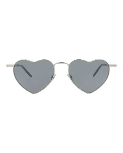 Pre-owned Saint Laurent Cat Eyeframe Metal Sunglasses In Silver Silver Silver (sl301loulo/30007818/014)
