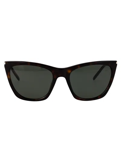 Saint Laurent Cat Eye Sunglasses Sl 214 Kate Thin 002 In Black