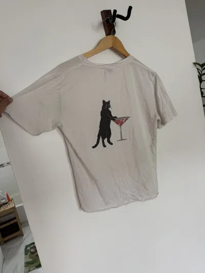 Pre-owned Saint Laurent Cat Martini Crop T In White