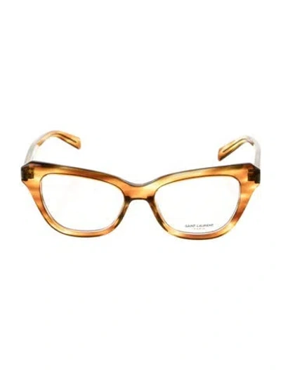 Pre-owned Saint Laurent Cat-eye Eyeglasses In Brown