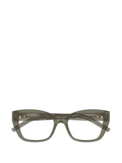 Saint Laurent Cat-eye Frame Glasses In Green